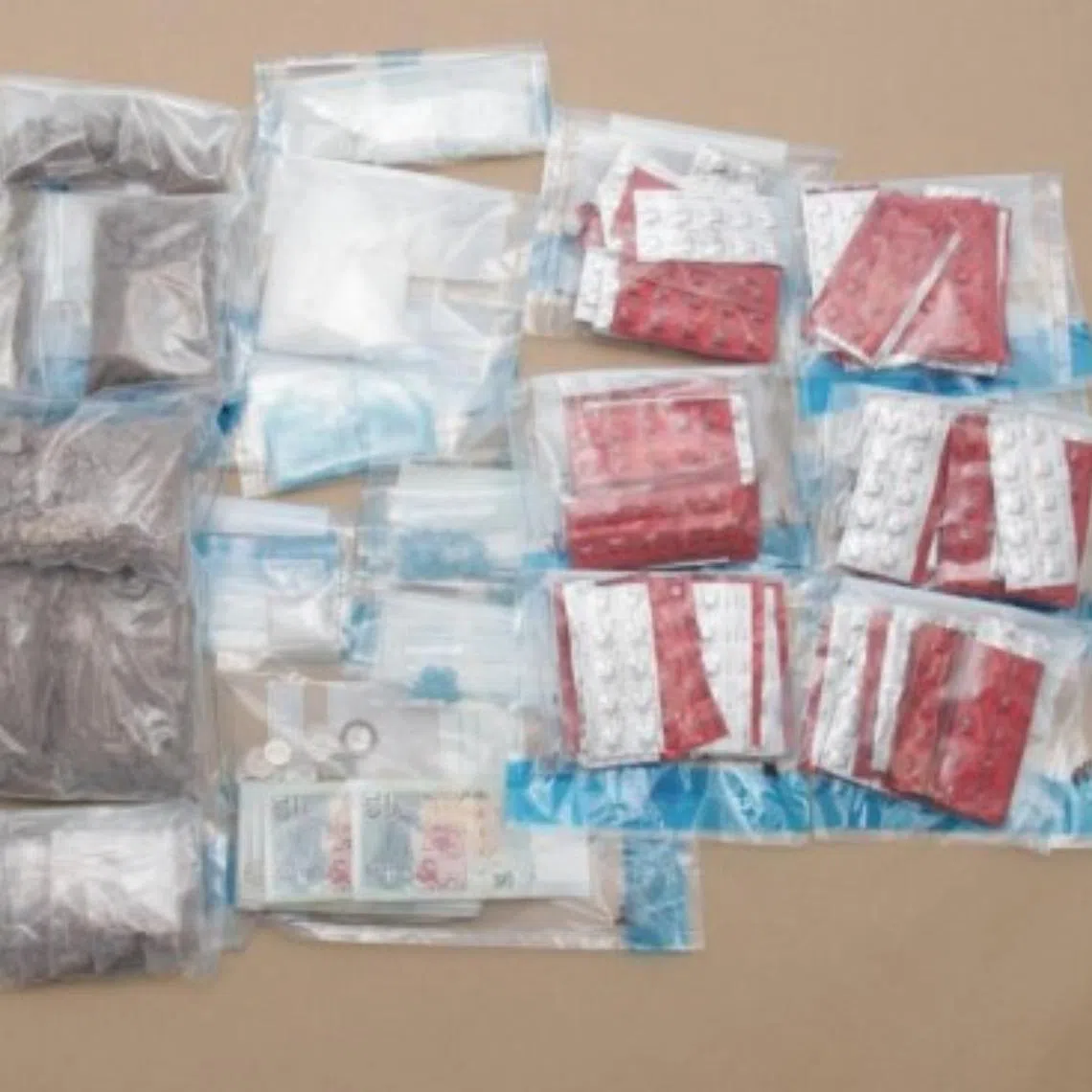 An assortment of drugs seized from the operation in Ang Mo Kio.