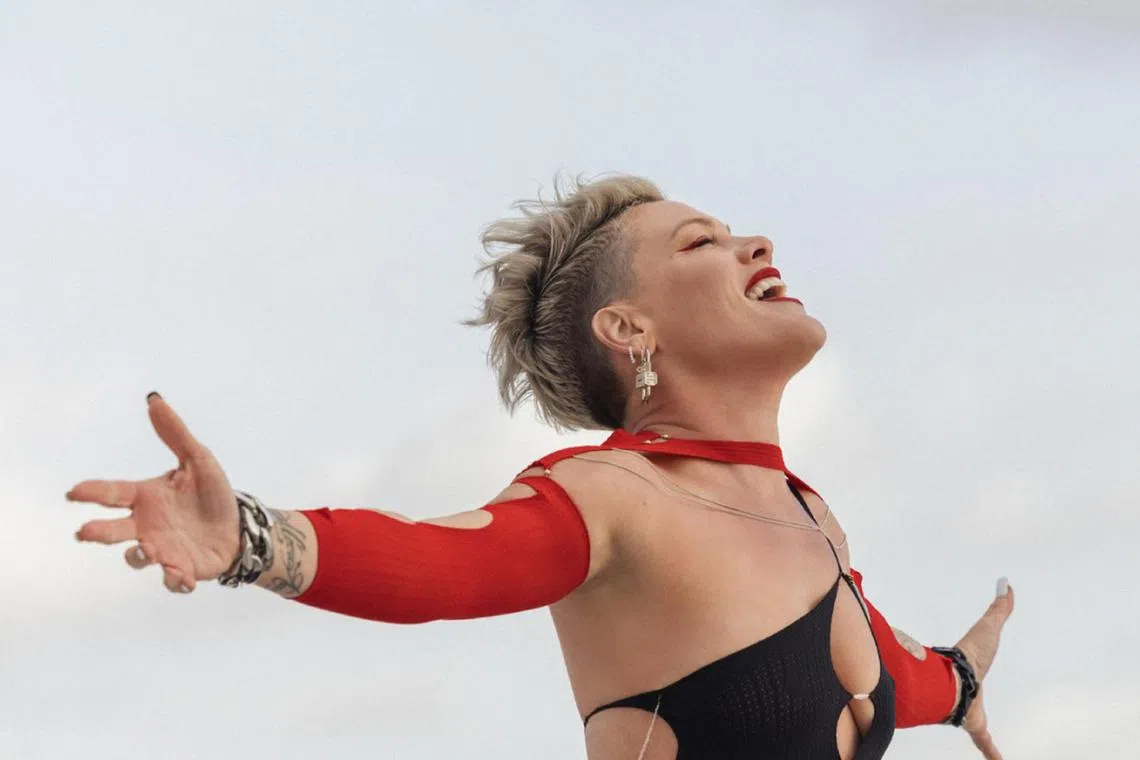 American singer Pink delves into synthpop in the title track of her new album, Trustfall.