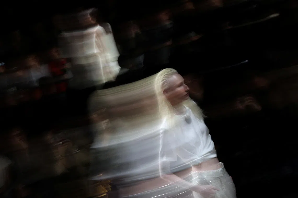 Models presenting creations by Surovaya during Moscow Fashion Week in the city of Moscow, Russia, on March 19, 2026. 