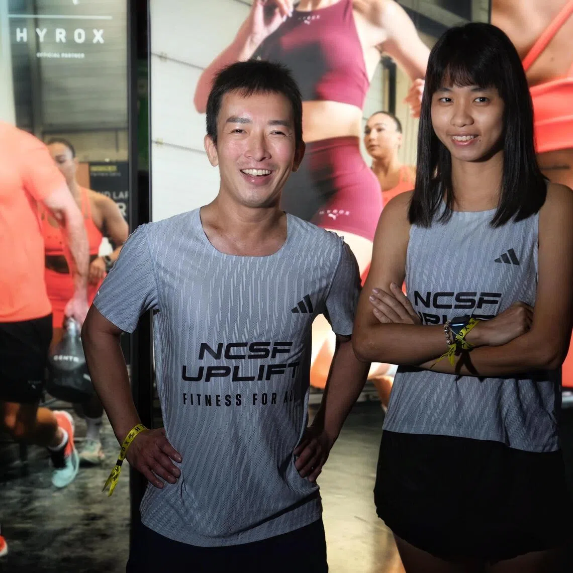 From left: Visually impaired athletes Dennard Lee and Valerie Ng who will be competing in the Adaptive Division of Hyrox photographed on Nov 29, 2025.