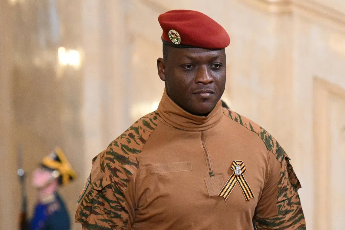 Burkina Faso's military leader Ibrahim Traore arrives at the Kremlin to attend a festive concert in Moscow, Russia, May 8, 2025. Alexander Kryazhev/Host agency RIA Novosti/Handout via REUTERS