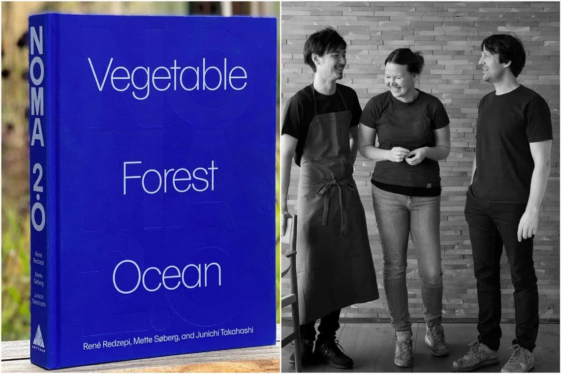 Noma 2.0: Vegetable, Forest, Ocean is co-authored by chefs (from left) Junichi Takahashi, Mette Soborg and Rene Redzepi.