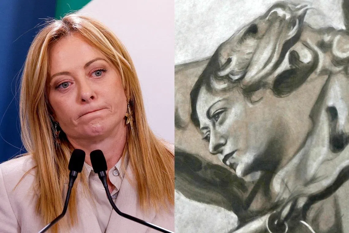 A restored chapel fresco in Rome's San Lorenzo in Lucina basilica resembles Italian Prime Minister Giorgia Meloni.