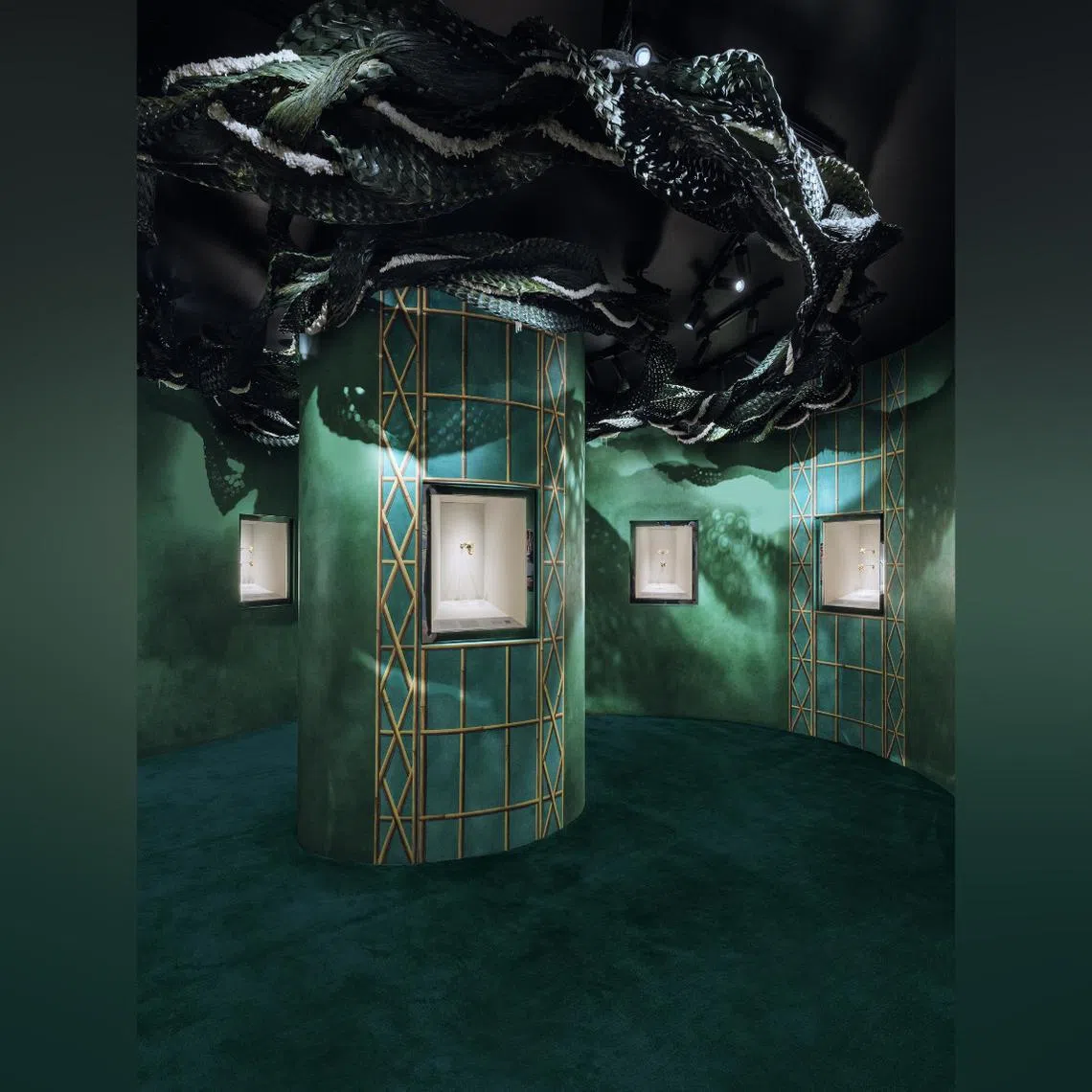 The Garden of Imagination at Tiffany & Co's Legendary Legacy exhibition is a fantastical dreamscape of flora and fauna reinterpreted in gemstones.