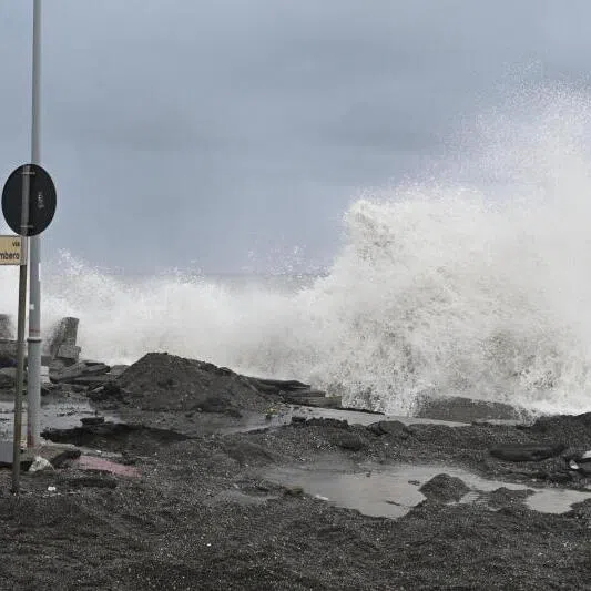 Areas affected by bad weather are seen along the seafront in Santa Teresa di Riva, Sicily, Italy, on Jan 21, 2026.