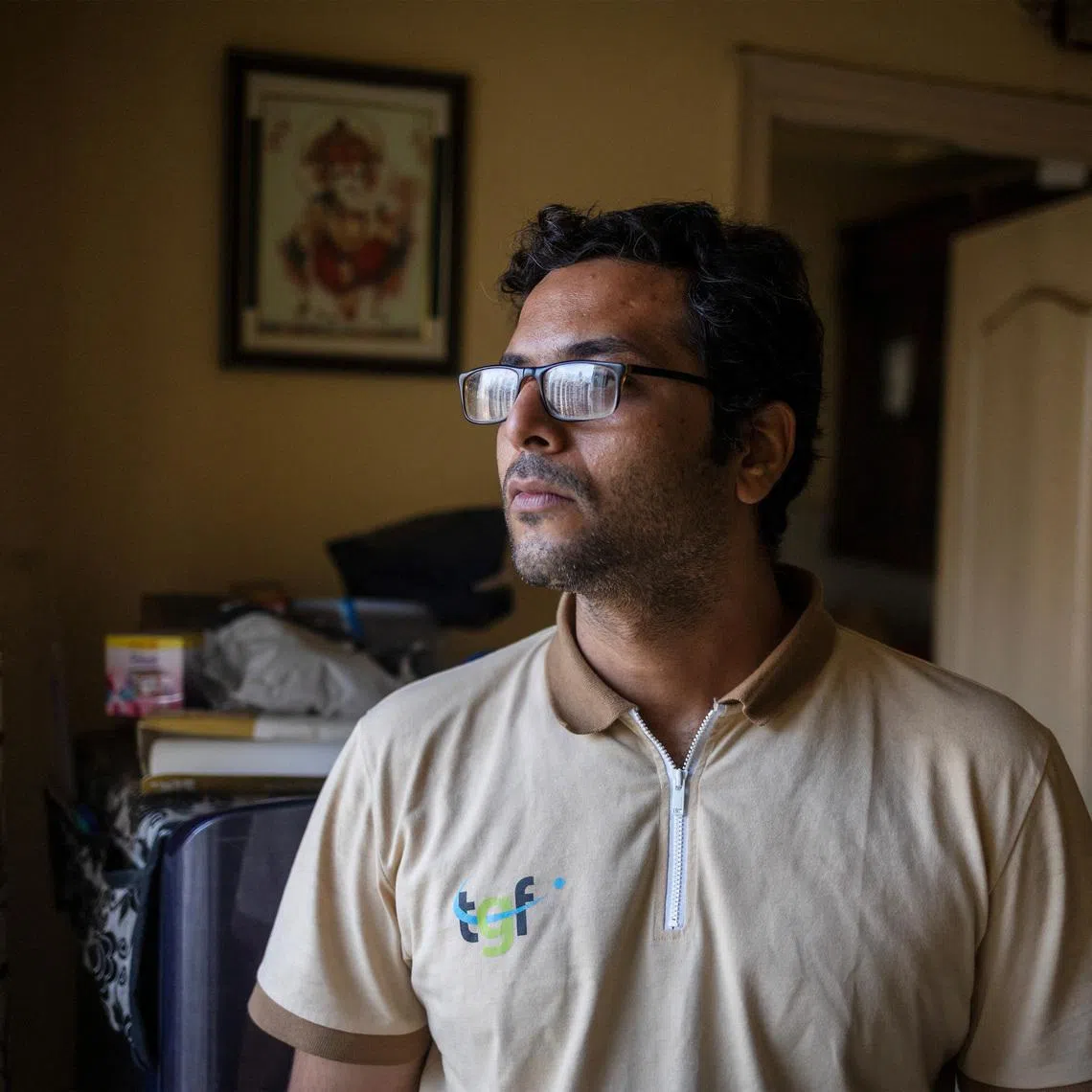 Dev Kotak, a reporter with the television channel Times Now, who was assaulted at the ongoing protest site of Cockroach Janata Party (CJP), poses for a picture inside his house in Noida, India, July 23, 2026. REUTERS/Adnan Abidi