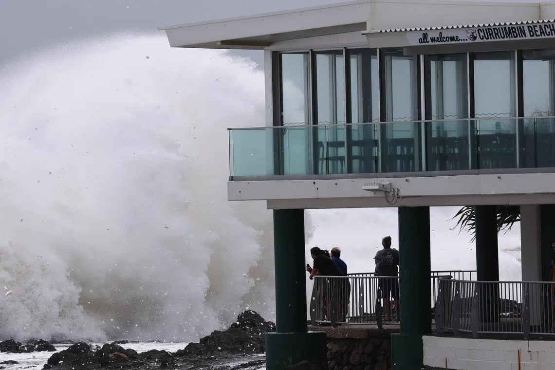Big waves at Curumbin Vikings Surf Club on the Gold Coast, Queensland, Australia, March 6, 2025. 