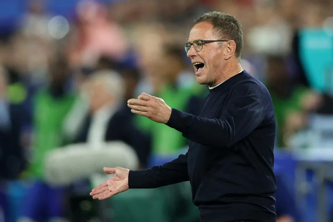 Soccer Football - Euro 2024 - Group D - Austria v France - Dusseldorf Arena, Dusseldorf, Germany - June 17, 2024 Austria coach Ralf Rangnick reacts REUTERS/Thilo Schmuelgen