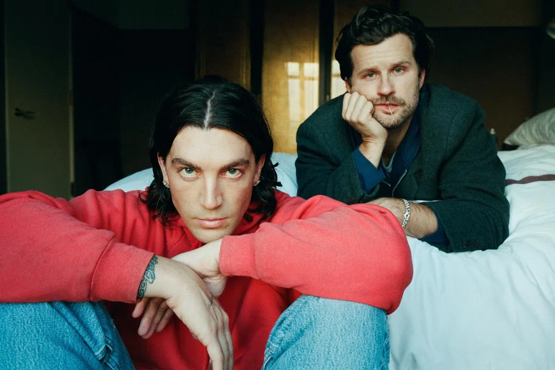 The American band Lany, which is fronted by songwriter, lyricist and producer Paul Klein (left), and includes Jake Goss (right) on drums and percussion.