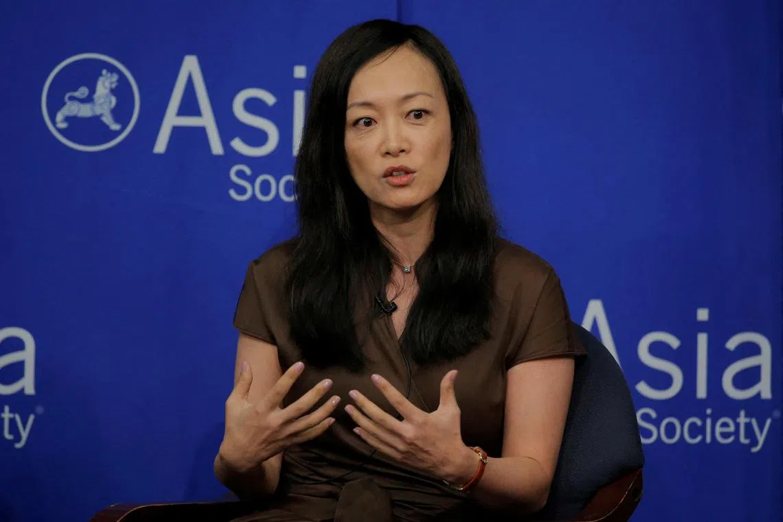FILE PHOTO: Sue Mi Terry, then director at Bower Group Asia, speaks on a \"Crisis on the Peninsula: Implications for the U.S. - Korea Alliance\" panel at the Asia Society in New York, U.S., June 19, 2017.  REUTERS/Lucas Jackson/File Photo