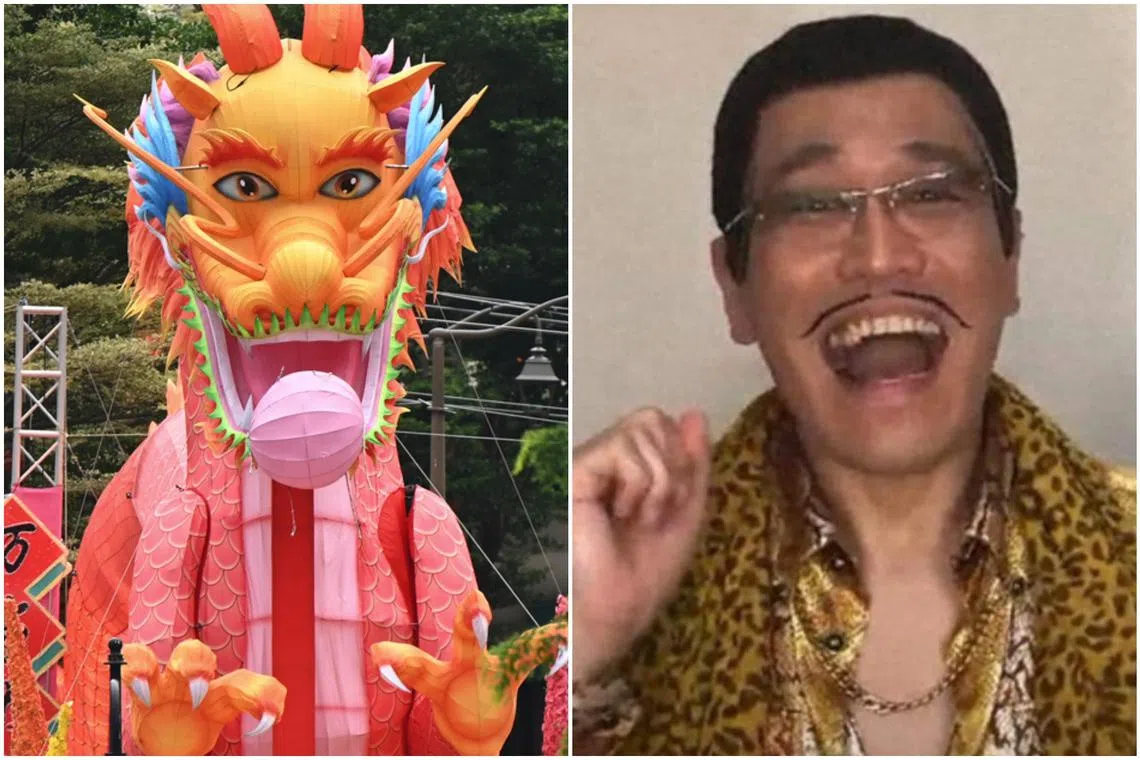 Netizens said the dragon resembled Japanese comedian Pikotaro, who is best known for his hit PPAP. 