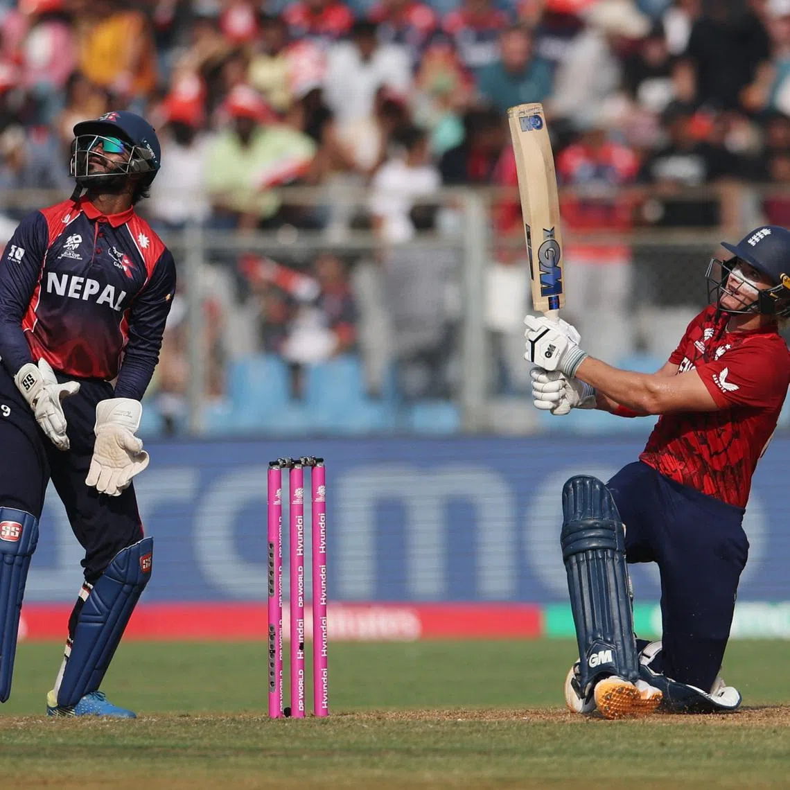 Cricket - ICC Men's T20 World Cup 2026 - Group C - England v Nepal - Wankhede Stadium, Mumbai, India - February 8, 2026 England's Jacob Bethell in action REUTERS/Francis Mascarenhas