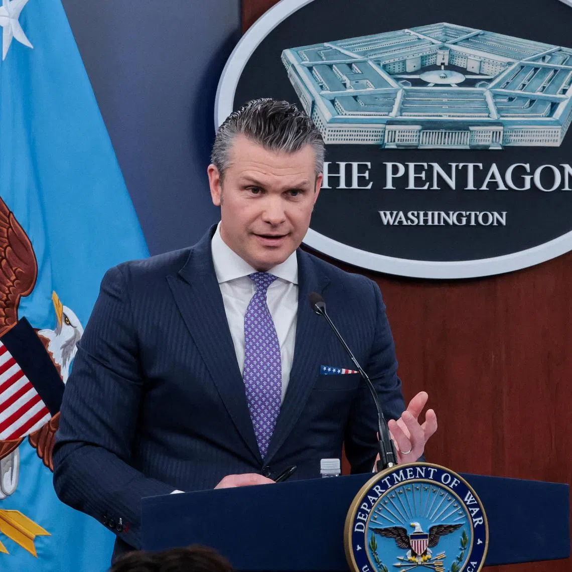 U.S. Secretary of Defense Pete Hegseth attends a briefing held with Chairman of the Joint Chiefs of Staff General Dan Caine (not pictured), amid the U.S.-Israeli conflict with Iran, at the Pentagon in Washington, D.C., U.S., March 31, 2026. REUTERS/Jonathan Ernst