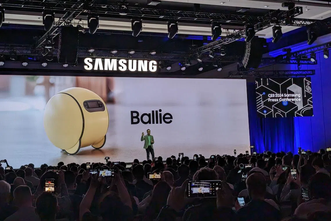 Samsung on Jan 8 announced a new AI companion, Ballie, which wheels around the home to help activate lights and check that things are in order. 