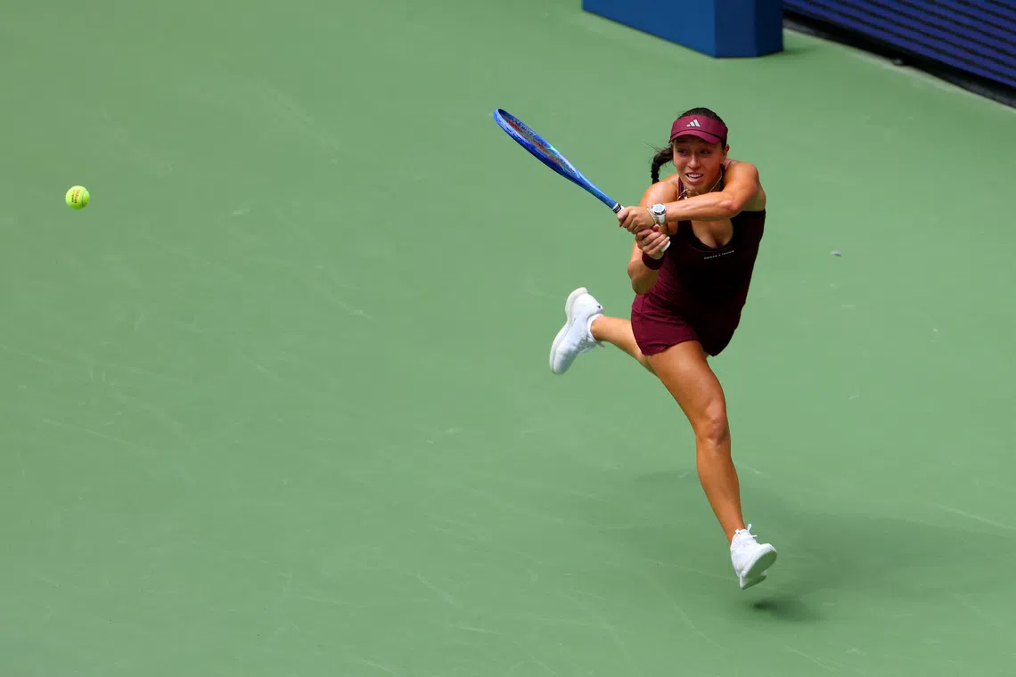 Tennis - U.S. Open - Flushing Meadows, New York, United States - August 30, 2026 Jessica Pegula of the U.S. in action during her first round match against Romania's Elena-Gabriela Ruse REUTERS/Mike Segar