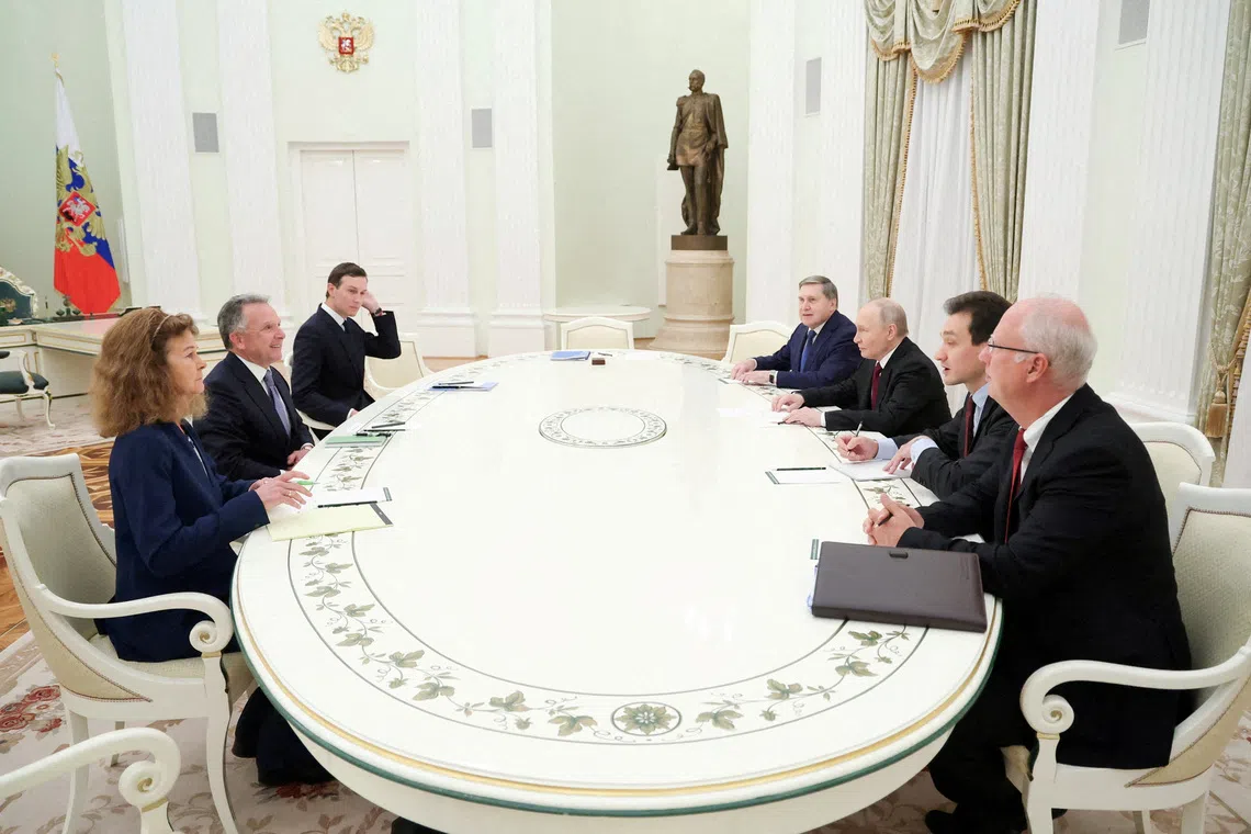 Russian President Vladimir Putin (third from right) and Mr Steve Witkoff (second from left) had achieved a level of understanding that made their discussions "truly friendly".
