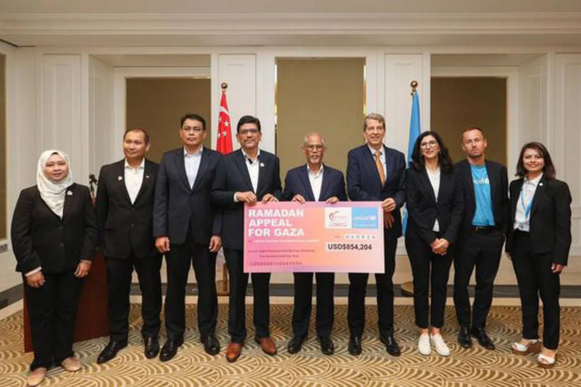 The cheque handover ceremony, which was held in Amman, Jordan, was witnessed by Minister for Social and Family Development, Second Minister for Health and Minister-in- charge of Muslim Affairs, Mr Masagos Zulkifli on Sept 4.