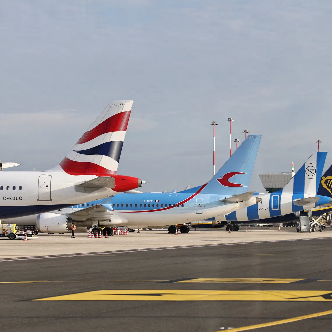 FILE PHOTO: Planes are parked on the tarmac at Rome's Fiumicino airport in Fiumicino, Italy, June 6, 2026. REUTERS/Matteo Minnella/File Photo