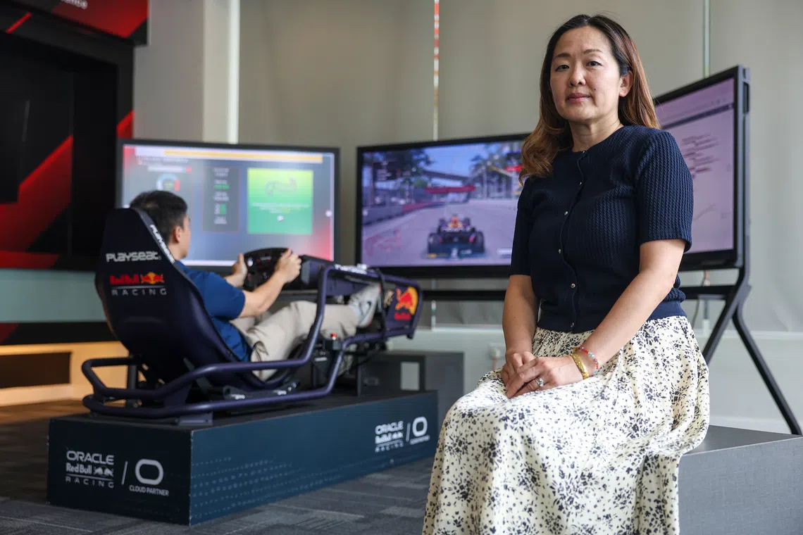 Course chair of the Diploma in Big Data & Analytics Nami Imanishi at the launch of Singapore’s first educational F1 simulator, on Oct 6.