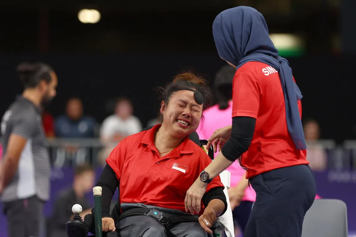 2024 Summer Paralympic Games – Boccia - Women's Individual - BC1 Semifinals - South Paris Arena 1, Paris, France – 20240901 Team Singapore’s Jeralyn Tan Yee Ting in action. Mandatory Credit: SPORTSG/ Jeremy Lee