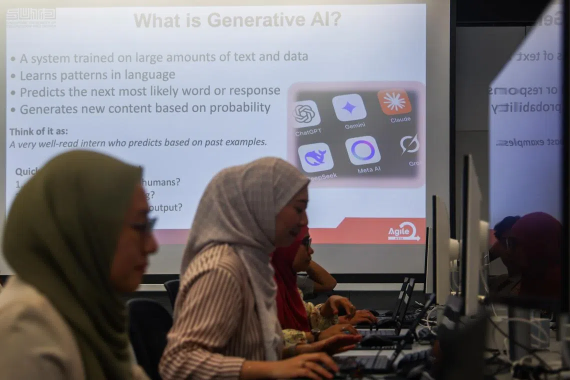 Yayasan Mendaki staff attending a generative AI class at SUTD on March 18.