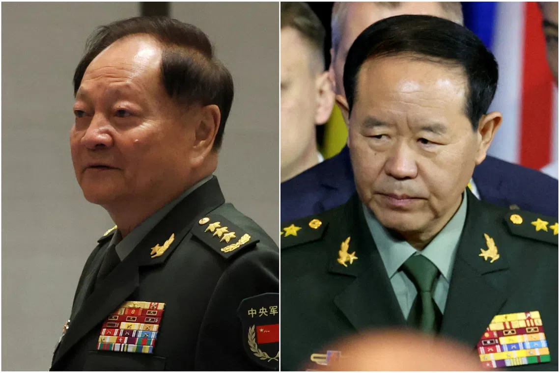 The removal of senior military officers Zhang Youxia (left) and Liu Zhenli leaves just two active members on China’s once seven-member Central Military Commission.