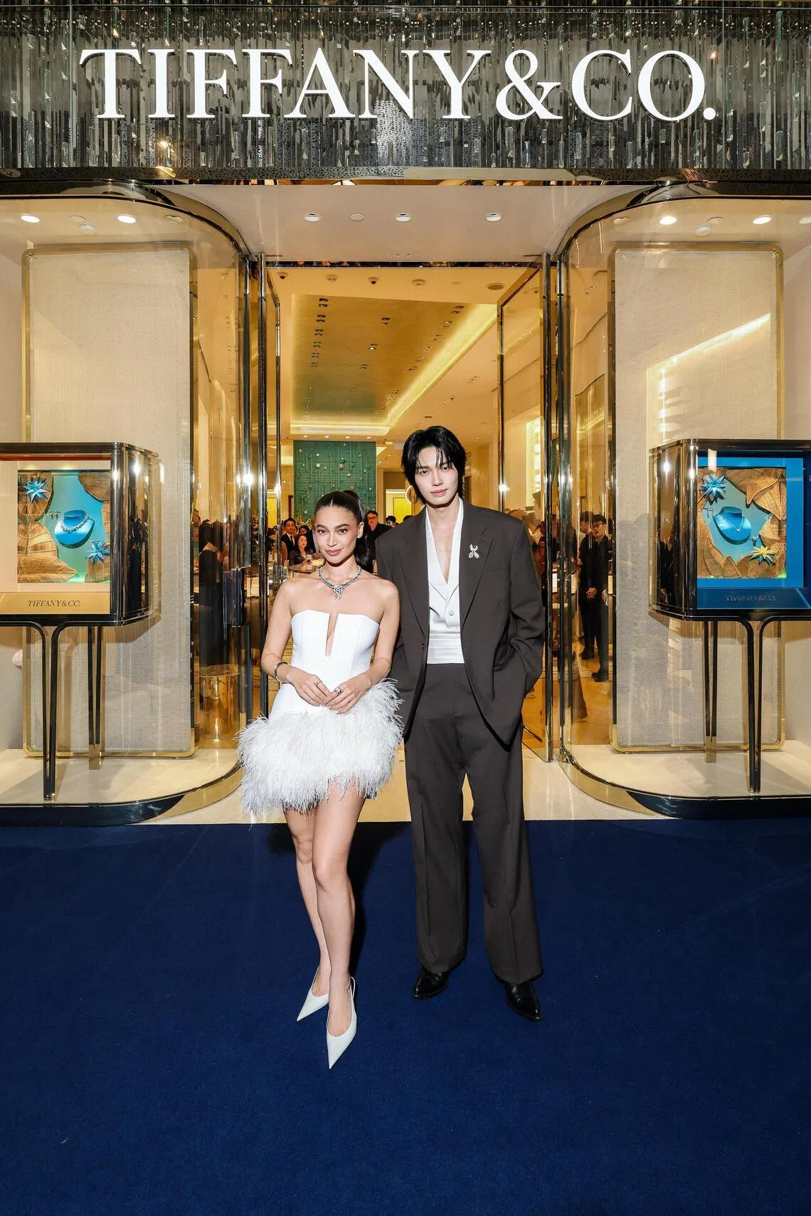 Tiffany & Co ambassadors Anne Curtis-Smith and Win Metawin at the reopening of the Ion Orchard store.