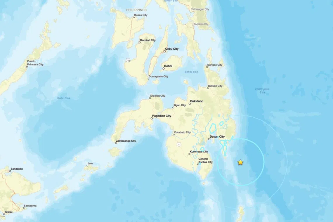 The quake that struck 164km south-east of Governor Generoso in Davao Oriental province had a depth of 86km.