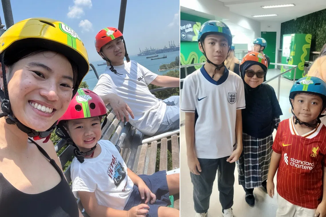 tabitha ong asmah aziz family visiting sentosa luge