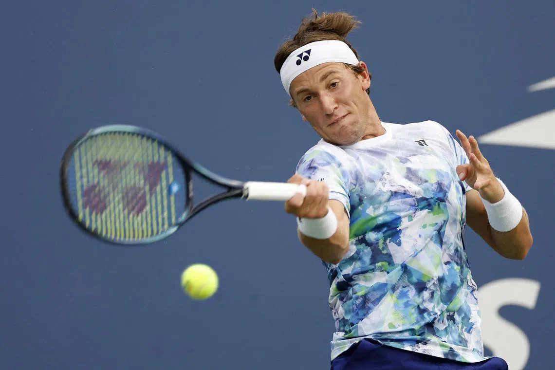 Norway's Casper Ruud, pictured at the US Open, put Team Europe on the board at the Laver Cup on Saturday after beating Team World's Tommy Paul.