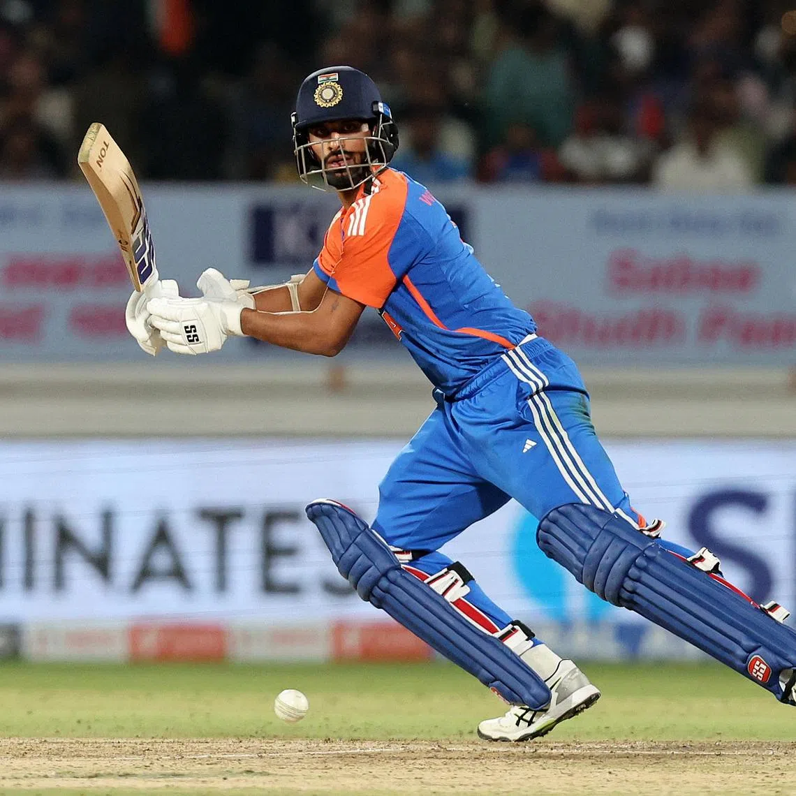Cricket - Third T20 International - India v England - Saurashtra Cricket Association Stadium, Rajkot, India - January 28, 2025 India's Washington Sundar in action REUTERS/Amit Dave