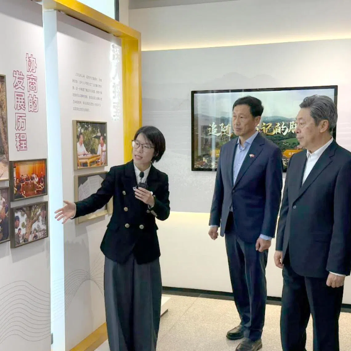 Mr Ong Ye Kung and Chinese Politburo member Chen Wenqing (right) visiting Xiaogucheng Village in China's Zhejiang province on April 21. 