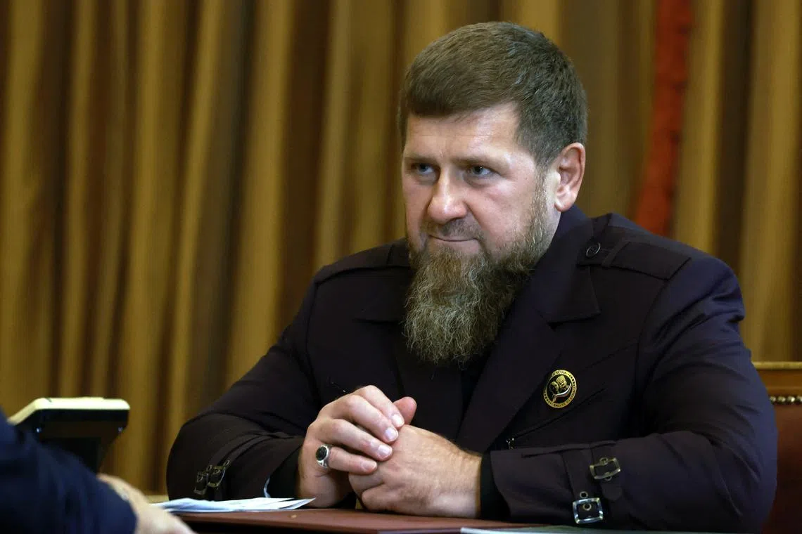 FILE PHOTO: Head of the Chechen Republic Ramzan Kadyrov attends a meeting with Russia's President Vladimir Putin in Grozny, Russia August 20, 2024. Sputnik/Vyacheslav Prokofyev/Pool via REUTERS/File Photo