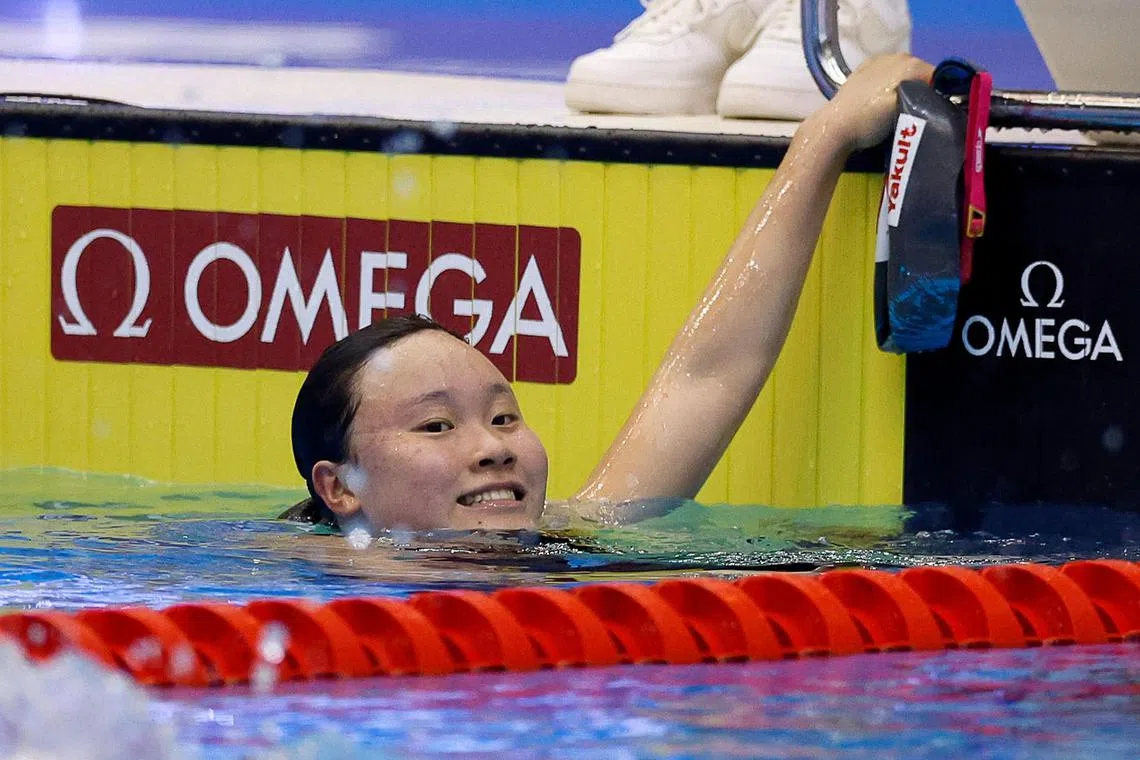 Gan Ching Hwee after her 1500m freestyle heat at the World Aquatic Championships in Fukuoka, Japan.