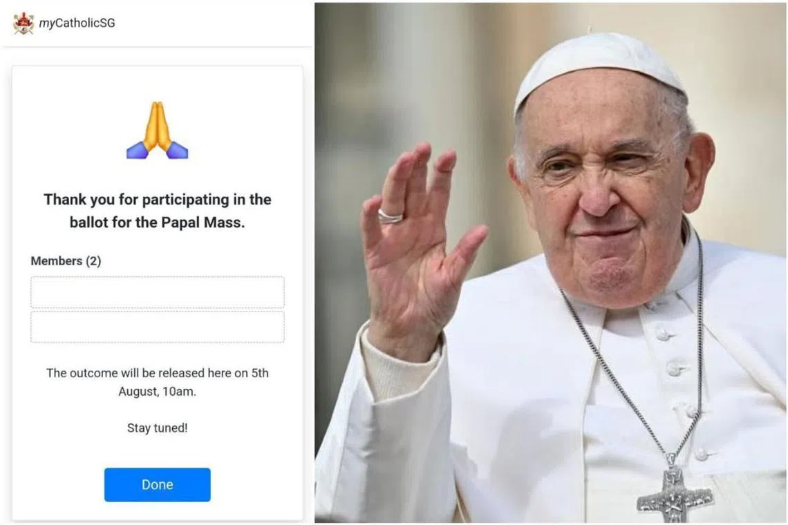 The release of ballot results for tickets to Singapore’s first papal mass in close to 40 years will be released on Aug 5.