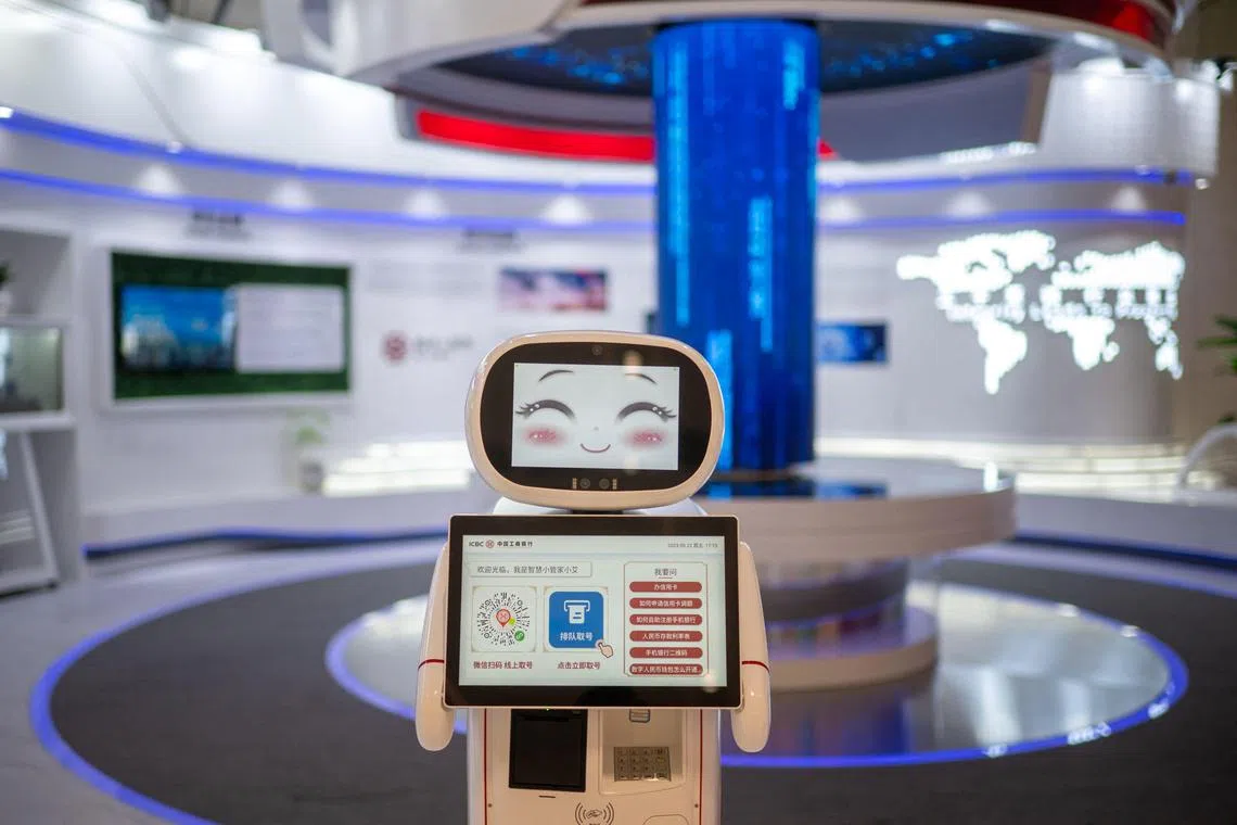 A robot at a bank in the Hangzhou 2022 Asian Games on Sept 22, 2023.