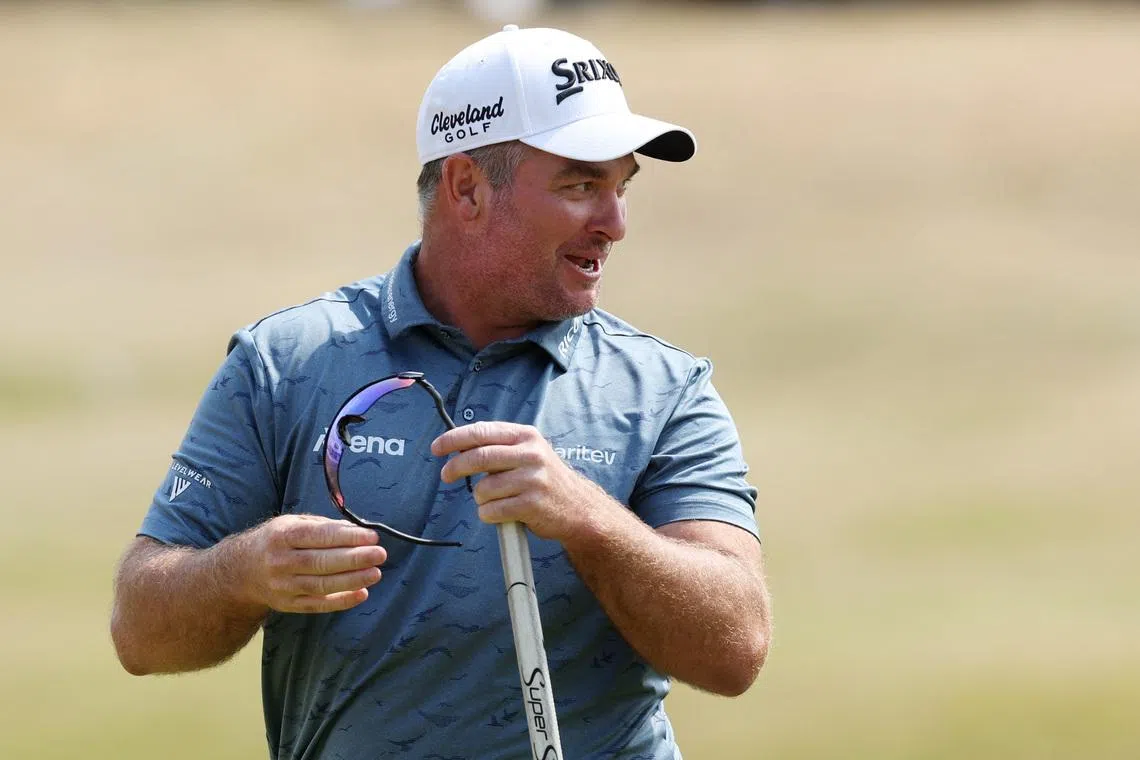 Golf - The 154th Open Championship - Royal Birkdale Golf Club, Southport, Britain - July 18, 2026 New Zealand's Ryan Fox celebrates on the green of the 18th hole after shooting 62 during the third round REUTERS/Russell Cheyne