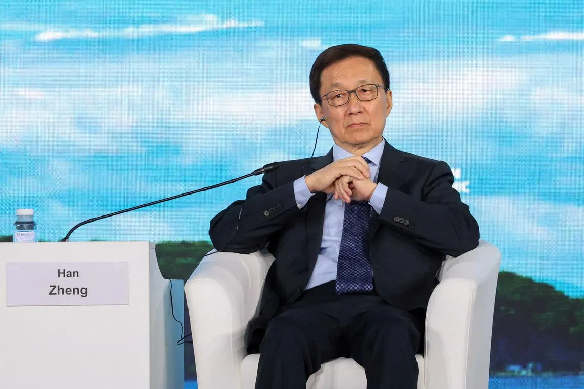 FILE PHOTO: Chinese Vice President Han Zheng attends a plenary session of the Eastern Economic Forum in Vladivostok, Russia September 5, 2024. Kirill Kazachkov/Roscongress Foundation via REUTERS/File Photo