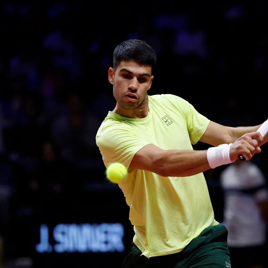 Carlos Alcaraz in action during his Hyundai Card Super Match against Italy's Jannik Sinner on Jan 10.