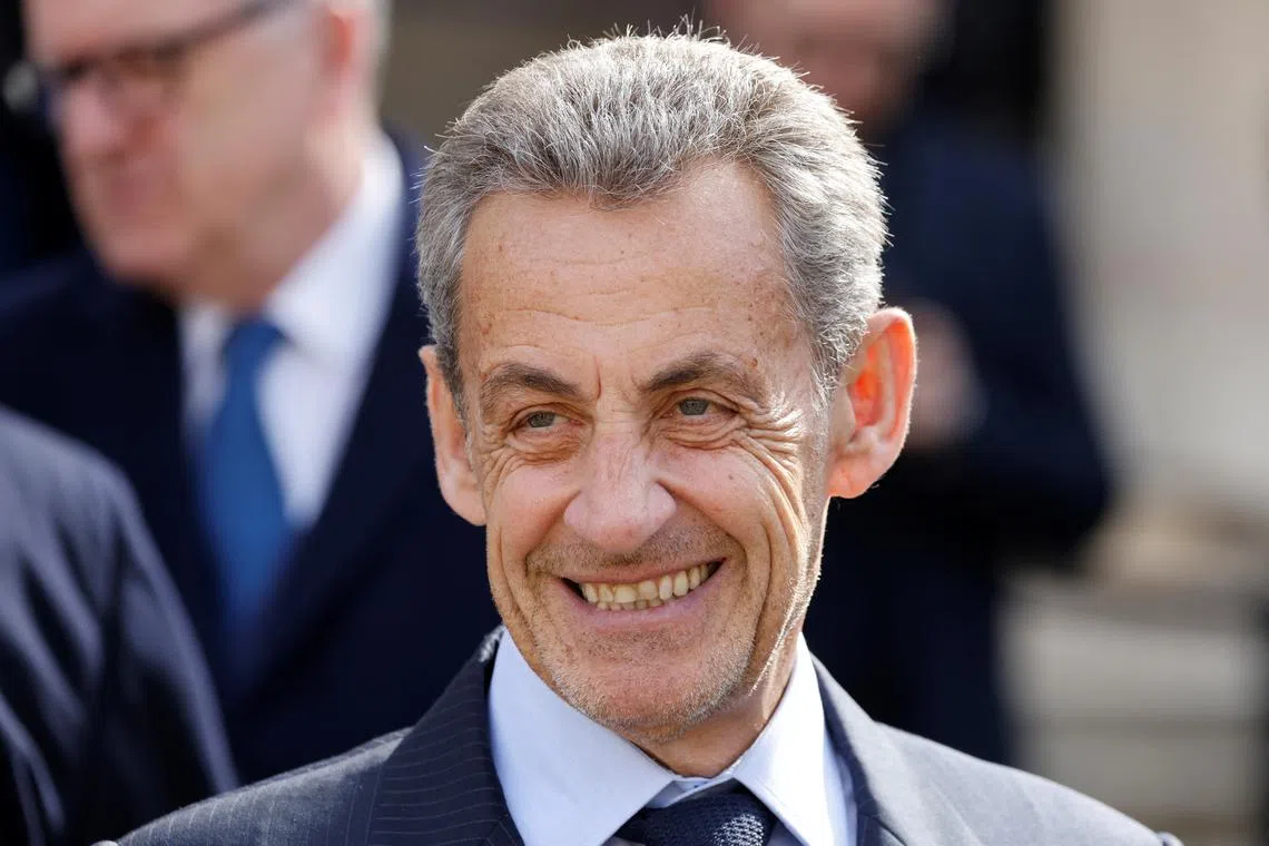 Former French President Nicolas Sarkozy attends a \"national tribute\" ceremony for late French politician and admiral, Philippe de Gaulle, son of Charles de Gaulle, at the Hotel des Invalides in Paris, France on March 20, 2024.  LUDOVIC MARIN/Pool via REUTERS/File Photo