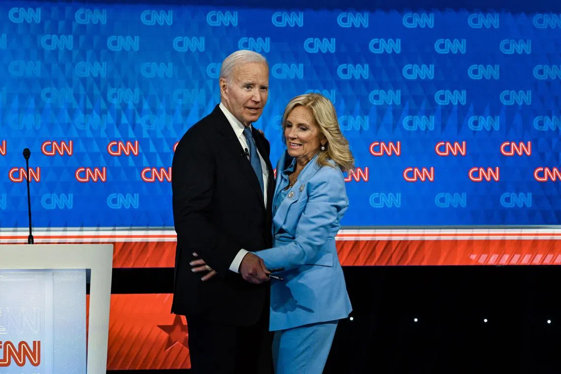 After the debate on June 27, Dr Jill Biden was shown taking her husband’s arm to help him down a few steps in the CNN studio. 