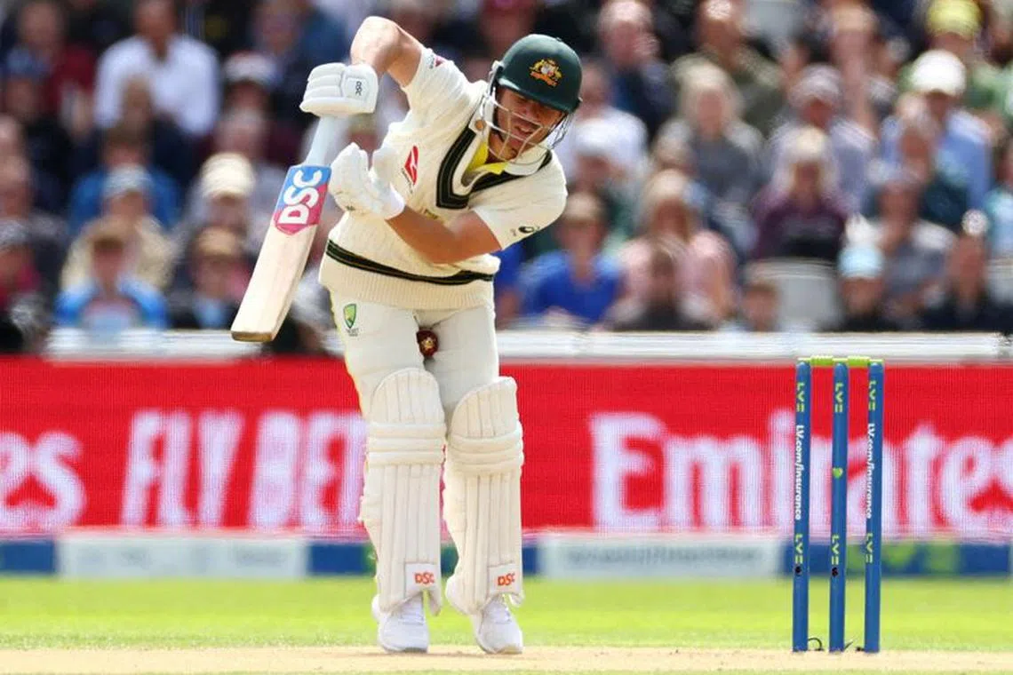FILE PHOTO: Cricket - Ashes - Fourth Test - England v Australia - Old Trafford Cricket Ground, Manchester, Britain - July 19, 2023 Australia's David Warner in action Action Images via Reuters/Andrew Boyers/File Photo