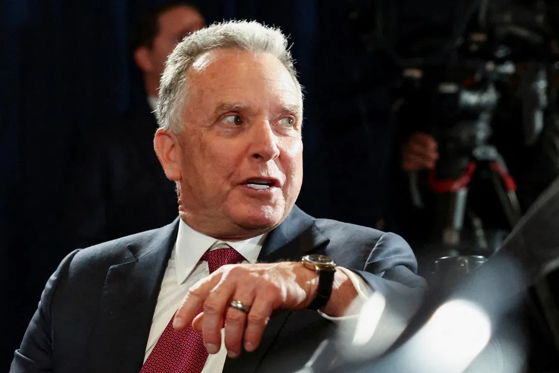 FILE PHOTO: U.S. President Donald Trump's special envoy to Russia, Steve Witkoff, attends a press conference held by U.S. President Donald Trump and Russian President Vladimir Putin following their meeting to negotiate an end to the war in Ukraine, at Joint Base Elmendorf-Richardson, in Anchorage, Alaska, U.S., August 15, 2025. REUTERS/Kevin Lamarque/File Photo