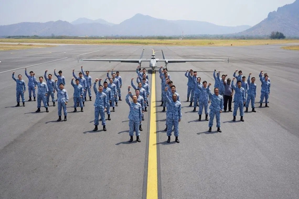 rsaf uav community of uav pilots and air imagery intelligence experts, logistics and maintenance crew at exercise cope tiger 2023 detachment in korat thailand