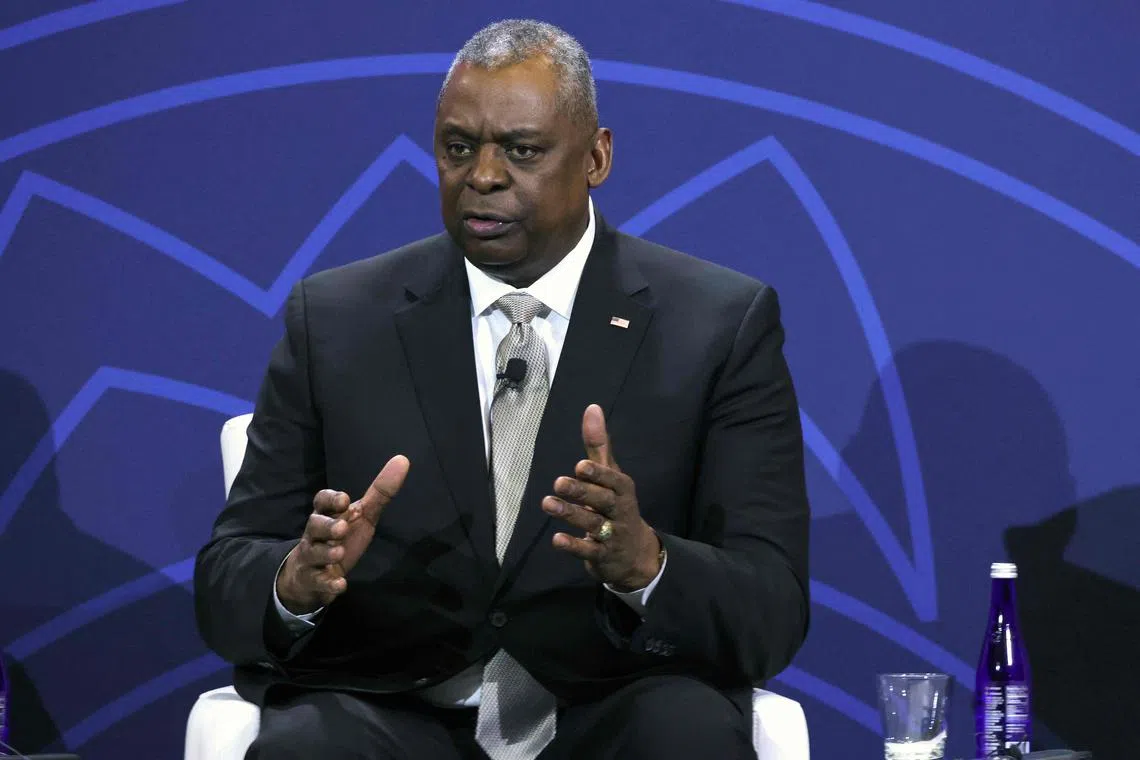 US Defence Secretary Lloyd Austin delivers remarks at the Peace, Security, and Governance Forum in Washington, on Dec 13, 2022.