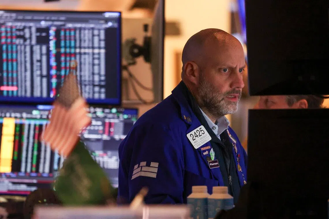 Traders working on the floor of the New York Stock Exchange, in New York City.