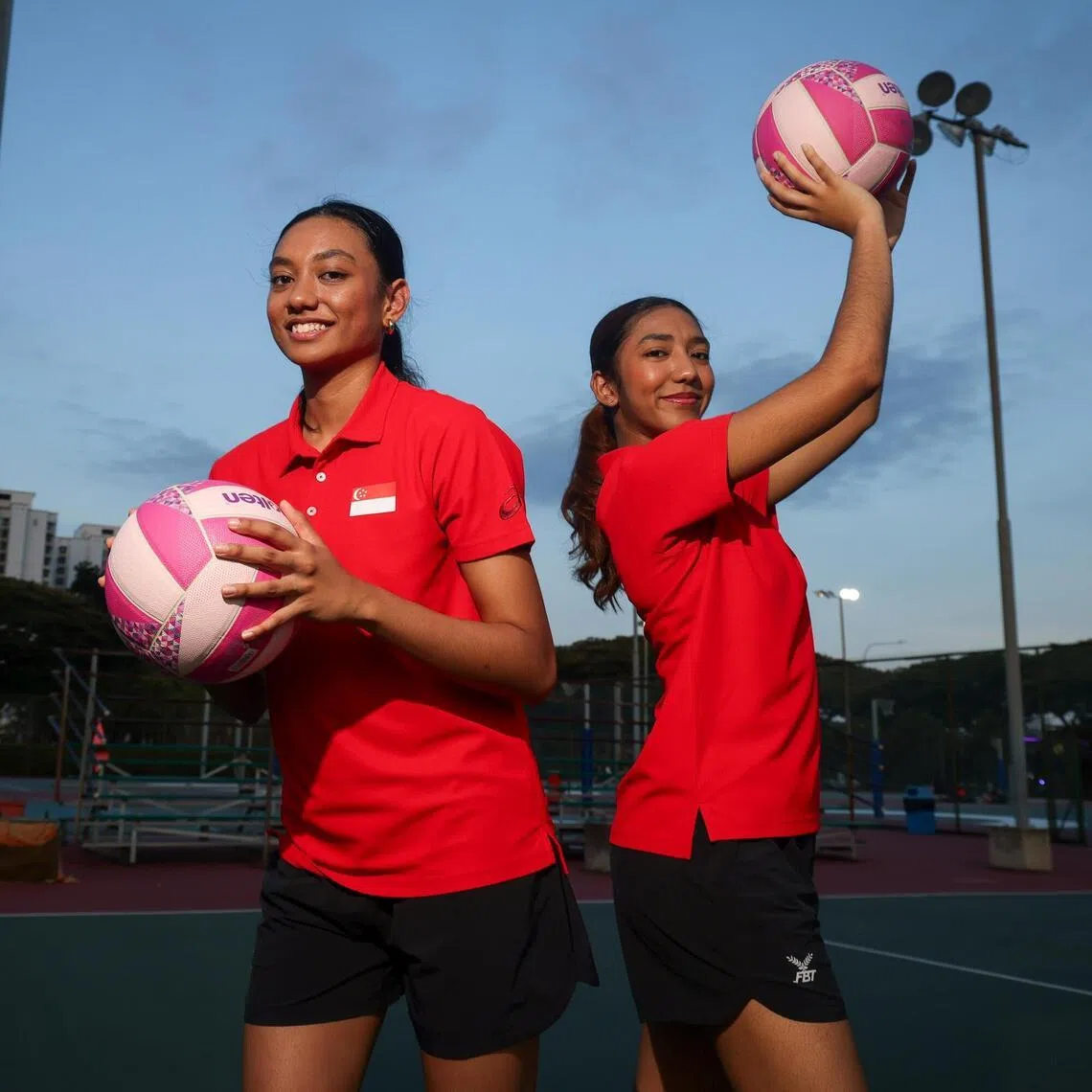 Sisters Uzma Rashad, 22, (left) and Zulfa Rashad, 21, are among seven players who have been called up to the national netball Opens team for the first time.