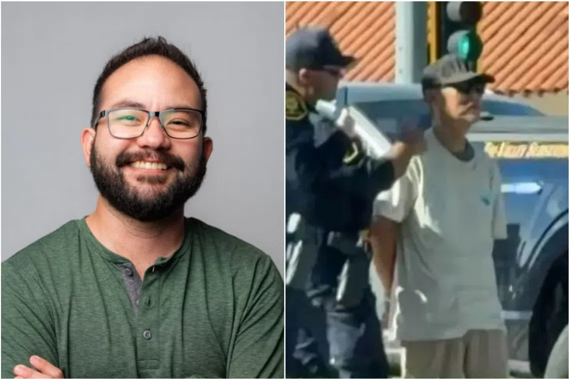 Police arrested a 76-year-old man (right) and his wife who were accused of shooting and killing Jonathan McKinsey, 40, in a parking lot.
