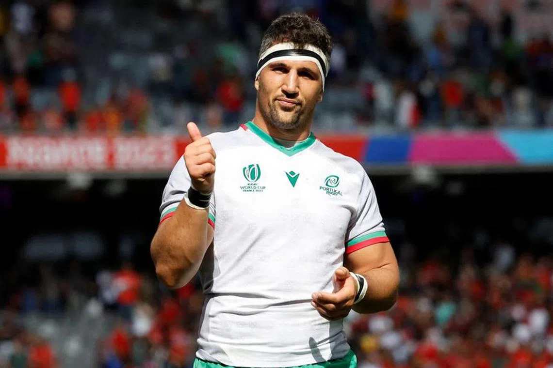 Rugby Union - Rugby World Cup 2023 - Pool C - Georgia v Portugal - Stadium Municipal de Toulouse, Toulouse, France - September 23, 2023  Portugal's Thibault de Freitas reacts after the match REUTERS/Stephane Mahe