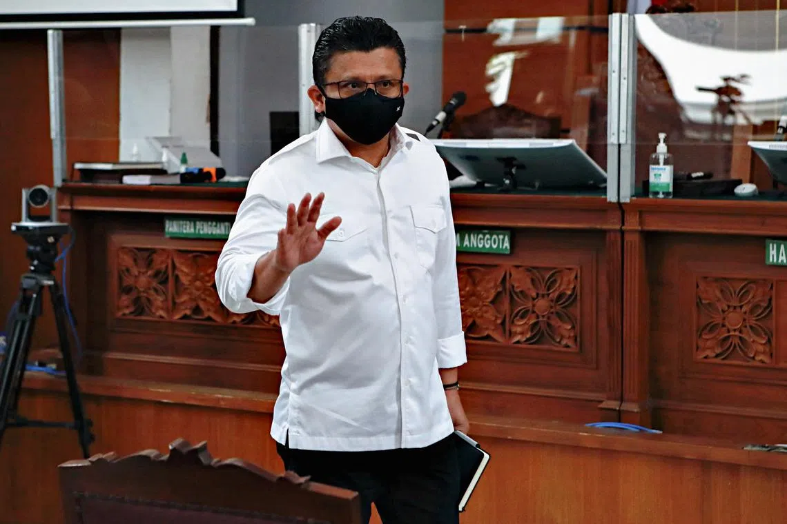 Former Indonesian police inspector-general Ferdy Sambo at his trial in Jakarta on Monday.